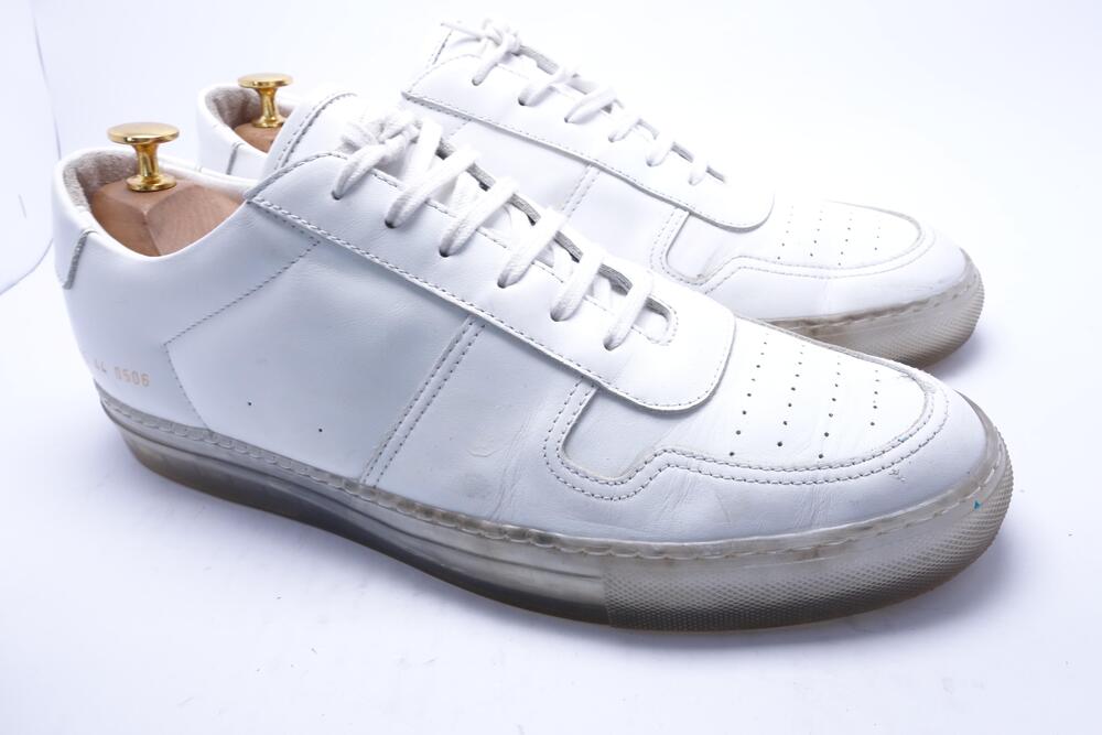 Common Projects Shoes Mens Size 11 White Leather Low Top Sneakers Made Italy